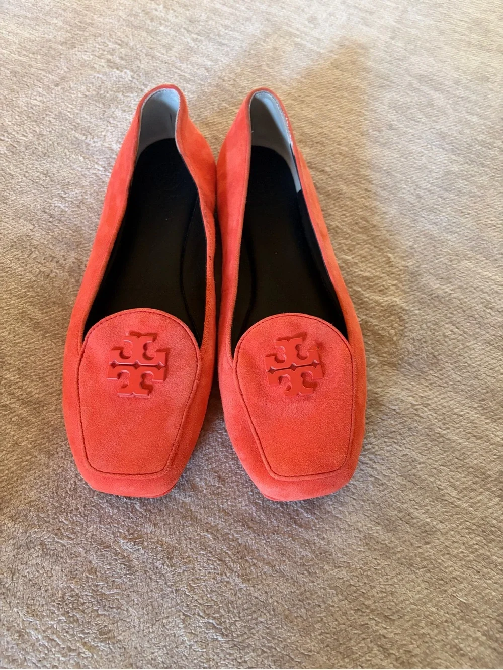 Tory Burch Orange Suede Smoking Slippers